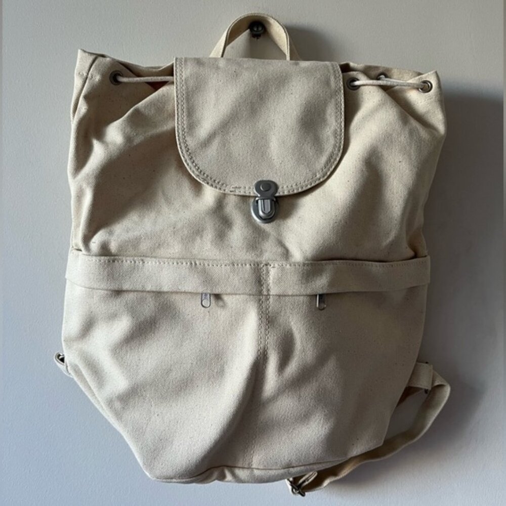 BAGGU Classic Cream Canvas Backpack